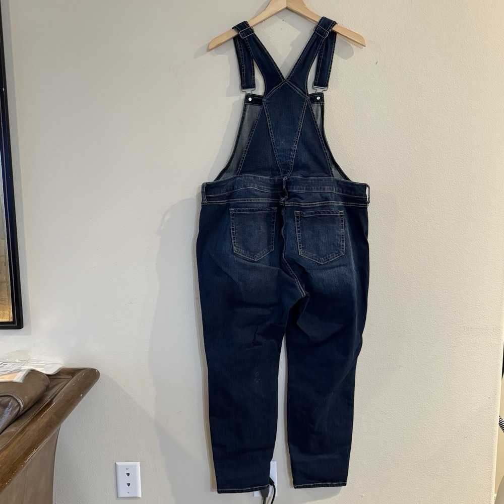 Torrid Denim Bib Overalls Womens Plus Size 18 Dark Wash Distressed Stretch - Picture 3 of 11